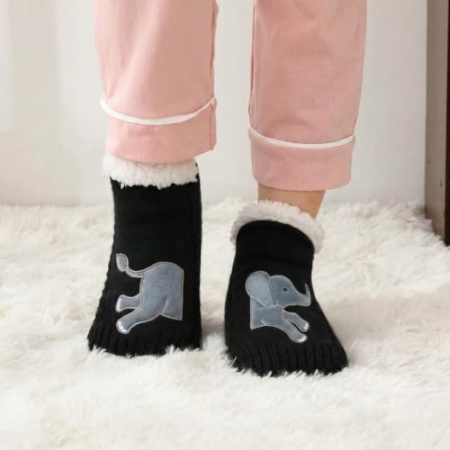 Image of ZYZX Cute Animal Slipper Socks for Women with Grips,Fuzzy Socks Indoor