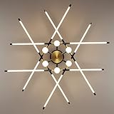 Kaiyuan Modern LED Ceiling Light Fixtures Dimmable Semi Flush Mount Ceiling Light Black and Gold 12