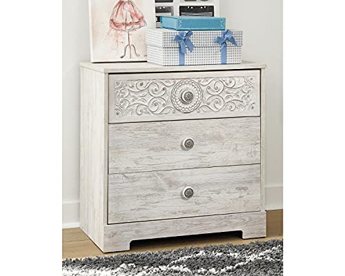 Signature Design by Ashley Paxberry Boho 3 Drawer Chest of Drawers, Whitewash