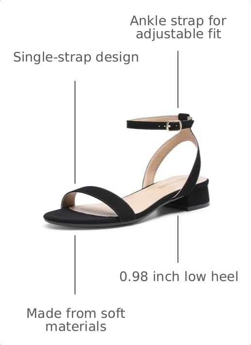 Image of DREAM PAIRS Women Black White Nude Clear Sandals Low Heel Dressy Sandals Ankle Strap Open Toe Chunky Block Heeled Summer Classic Comfortable Flat Shoes