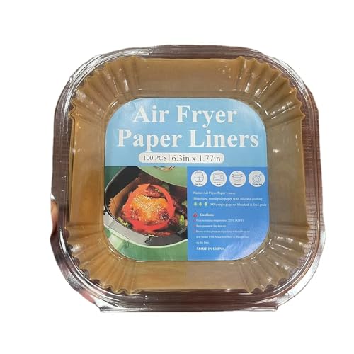 SERENIX - Papel AirFryer 100 piezas - Cuadrado 20 x 24 CM - Antiadherente - Resistente Liquidos - 220 Grados - Papel Horno siliconado - Microondas - Accesorios Freidora Aire - Pergamino (PAPEL)