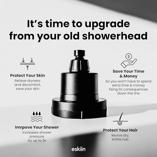Image of Eskiin Filtered Shower Head - Best Shower Head With Filters For Healthy Hair & Skin - High Pressure Water Softener For Hard Water - Reduce Dandruff, Protect Colored Hair, And Soothe Dry Skin (Black)