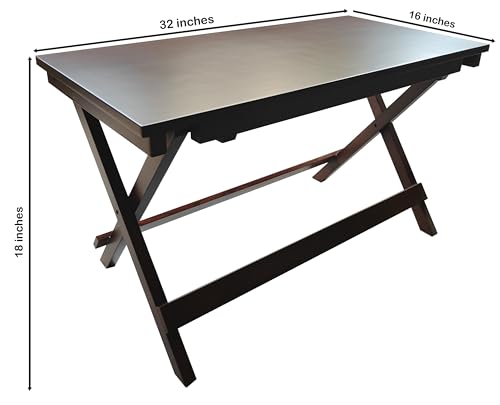 Image of fplus Teak Wood Folding Table 32x16x18 Inches | Foldable Side Table for Living Room, Bedroom & Balcony
