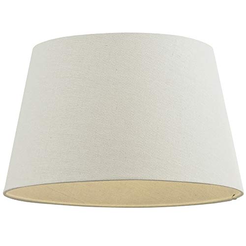 Image of 10” (inch) Round Tapered Drum Lamp Shade – Ivory/Cream Linen Fabric Cover – Modern & Elegant Clean Boutique Design - Table/Floor Lamp Lights Bases Bulb Cover