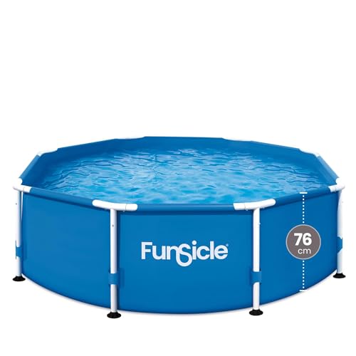 Funsicle 2 44 m x 76 2 cm oberirdischer Aktivitätspool runder Außenpool ideal für bis zu 4 Personen Familienpool inklusive Reparaturflicken 2 44 m x 76 cm Blau