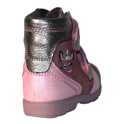 Girls’ Genuine Leather Orthopedic – Supportive, Corrective Kids Ankle Boots with Dual Adjustable Hook & Loop Straps, Pink Glitter with Unicorn Design3