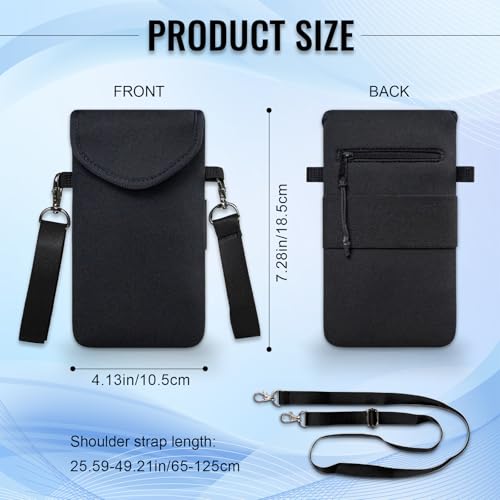 Image of Neoprene Phone Sleeve Pouch Case Bag for Men Women w /Crossbody Strap /Neck Lanyard for iPhone 17 /16 /15 /14 Pro Max, Samsung S25,Pixel 10