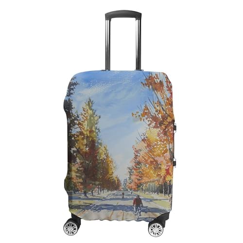 Long Straight Road Luggage Cover Personalization Suitcase Covers Protector Elastic Washable Baggage Cover Anti-Scratch For Traveling, Aircraft Consignment L