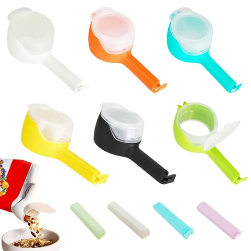 WATUNID 6 Stück Verschlussclips mit Ausschütter, Snackspender...