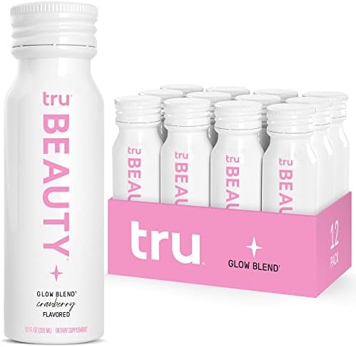 Tru Beauty Wellness Shots (12-Pack) Liquid Collagen Peptides Shot with Biotin, Hyaluronic Acid, Vitamin C & A - Cranberry Flavored Collagen Liquid Shots - 2 oz Each