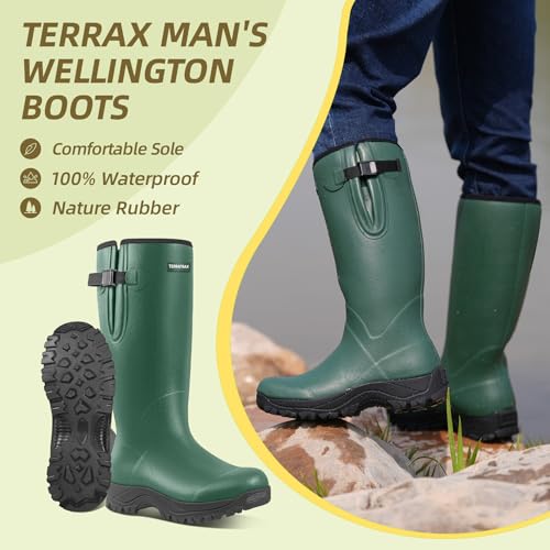 Image of Men's Waterproof Rubber Boots - 6mm Neoprene, 15 inch Shaft, Dual-Sole Anti-Fatigue Rain & Mud Boots for Farm & Wet Work, Fishing, Irrigation - Lightweight Soft Toe