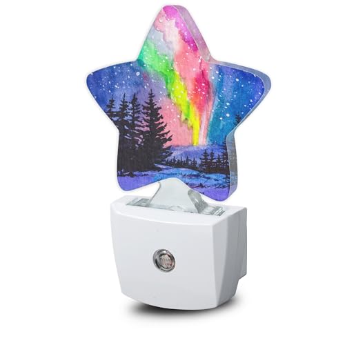 Image of Northern Lights Night Light Plug-in Dusk to Dawn Smart Sensor White Led Nightlight for Bedroom Bathroom Kitchen Hallway Stairs Energy Efficient Decor Desk Lamp