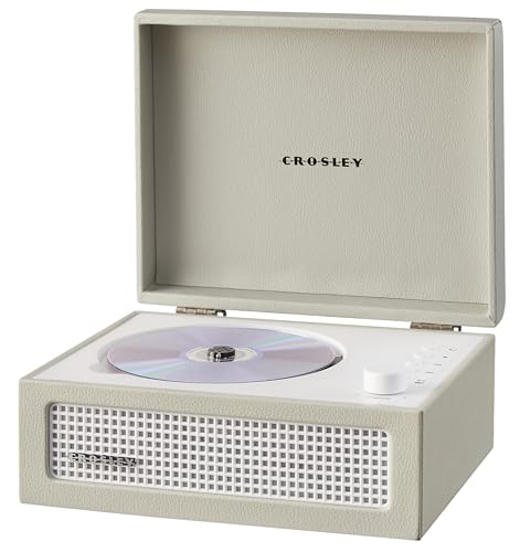 Image of Crosley CR3517A-DU Voyager Retro Portable CD Player with Stereo Bluetooth Speakers and FM Radio, Dune