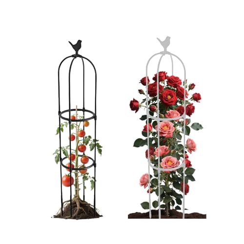 Obelisco da Giardino in Metallo per Piante Rampicanti - Supporto Decorativo per Rose, Pomodori e Cetrioli - Altezza Regolabile: 85, 115, 125, 145, 165, 175, 205 cm(White,36 x 125cm/14.2 x 49.2in)