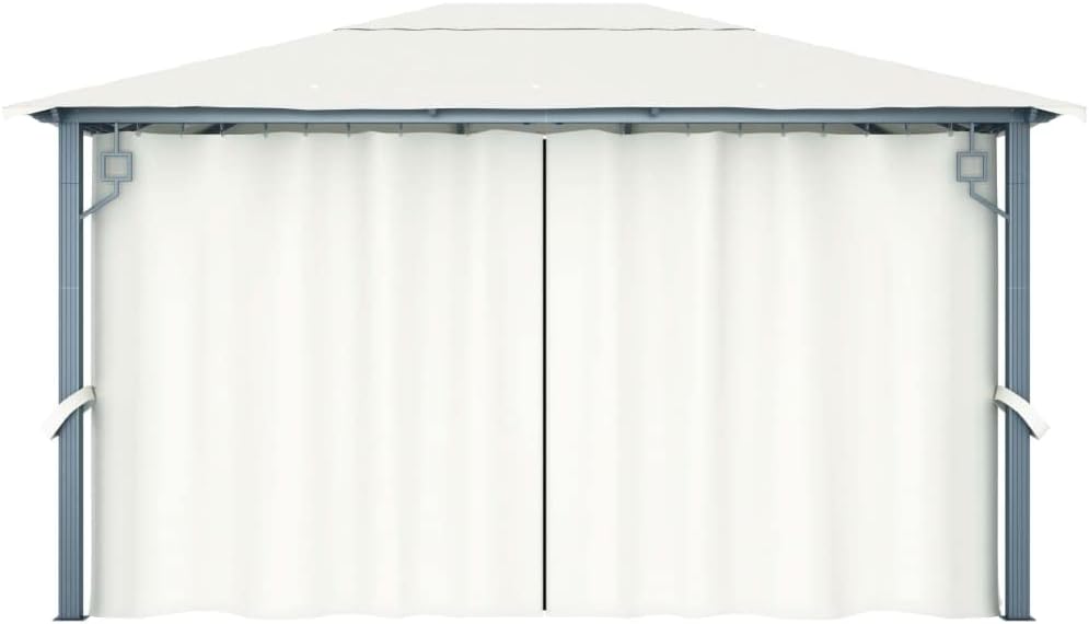 'vidaXL Aluminum Outdoor Gazebo with Cream Curtains, Insect Mesh Screens and Waterproof Oxford Fabric Roof - 157.5"x118.1"x106.3"