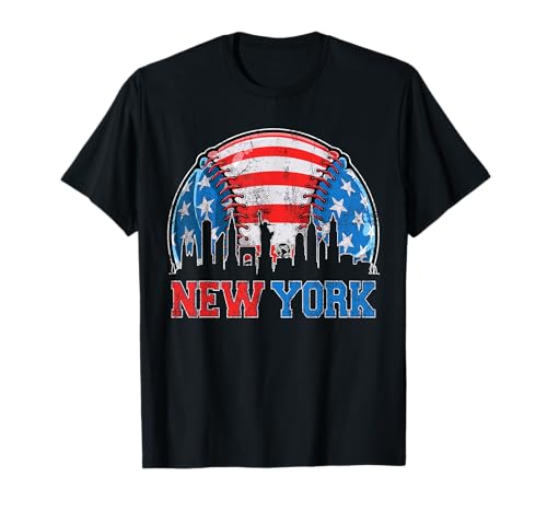 New York NY Skyline Baseball Vintage Met At Gameday T-Shirt