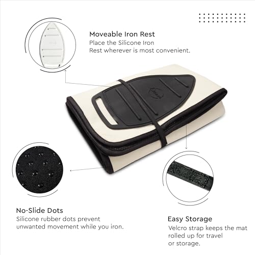 Image of Encasa XO Ironing Mat /Pad (Large 120x70 cm) with Padding, Anti-Slip, Silicone Iron Rest for Steam Press on Tabletop or Bed - Heat Resistant, Portable Travel Friendly -Natural