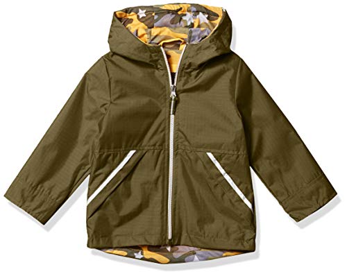 iXtreme Toddler Boys Hooded Riptstop Anorak with Camo Print Lining, Olive, 3T
