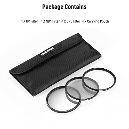 Neewer 67Mm Nd Lens Filter Kit, Uv + Circular Polarizer(Cpl) + Nd4 Filters Optical Glass Aluminum Alloy Slim Frame Uv Filter Polarizing Filter Neutral Density Filter Set For 67Mm Camera Lens #TOP6