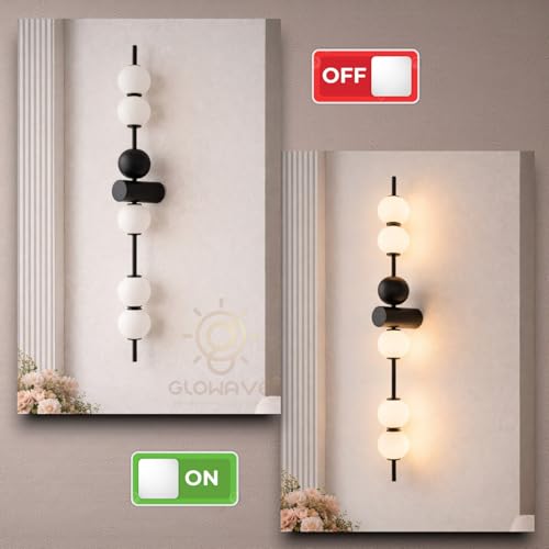 Image of Glowave Modern Vertical Multi Acrylic Ball Lights with Sleek Metal Body - Tricolor (603 /BK)