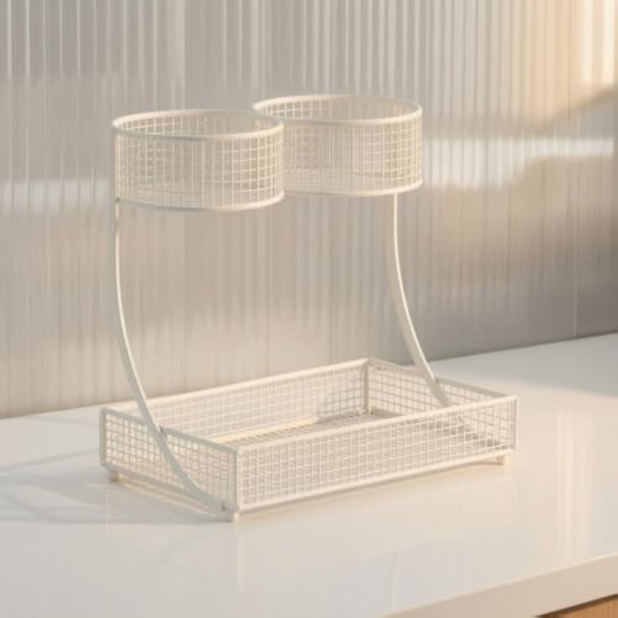 3-Tier Wire-Mesh Makeup Rack with Baskets