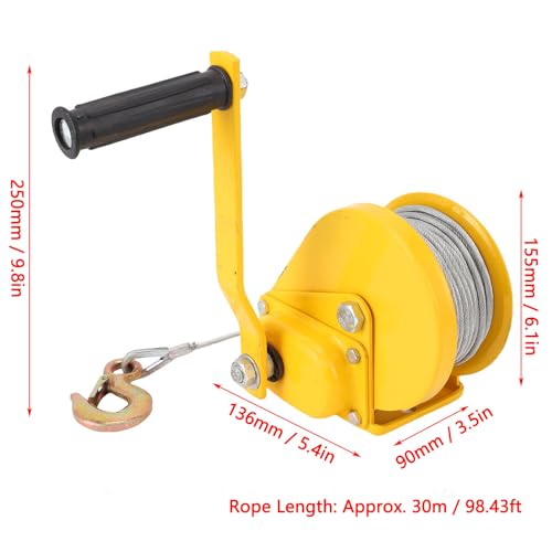Winche manual Asixxsix 1200 lbs para remolque de barco miniatura 7