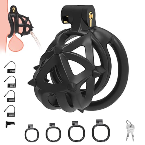 SXOVO Chastity Cage con Punte in Silicone, Gabbia Castità per Uomo con 4 Anelli Pene, Sex Toys Uomo per Feticisti degli Schiavi Bondage Estremo Castità del Pene BDSM Toys Sessuali per Uomini (S)