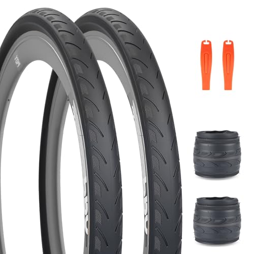 BALINGE 20 x 1 3/8(37-451) Kids BMX Bike Tires City Folding Bike Tires 20 inch Anti-Slip Foldable Replacement Tire Fits Most Kids Bikes,BMX Tires 20 inch,Black (Black - 2 Tires 2levers)