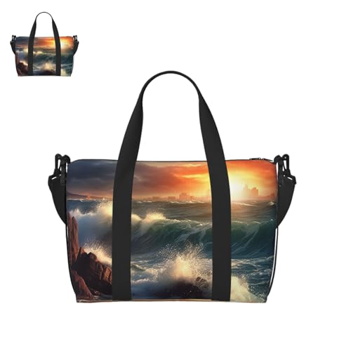 Vivid Seascape Duffle Bag for Men Women Gym Bag with Shoes Compartment Travel Bags Lightweight Overnight Bags