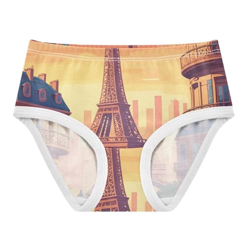 Eiffel Tower Paris City Sunset Little Girl Panties Girls Underwear Toddlers Cotton Animal Undies Kids Briefs 2t