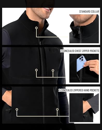 Pioneer Camp Mens Outerwear Golf Softshell Vest Windproof Fleece-Lined Lightweight Sleeveless Jacket for Travel Hiking3