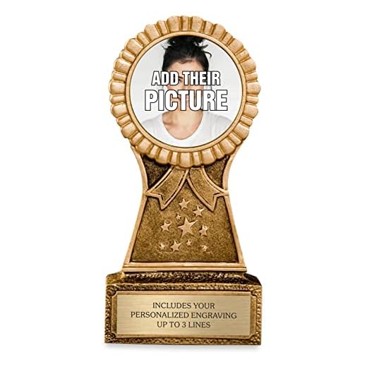 Custom Trophy Award with Picture - Personalized Awards for Golf, Sports, Spouse, Husband, Wife, Girlfriend, Boyfriend, Mom, Dad - Engraved Plate - 6" Tall and Customized with Your Engraving and Logo