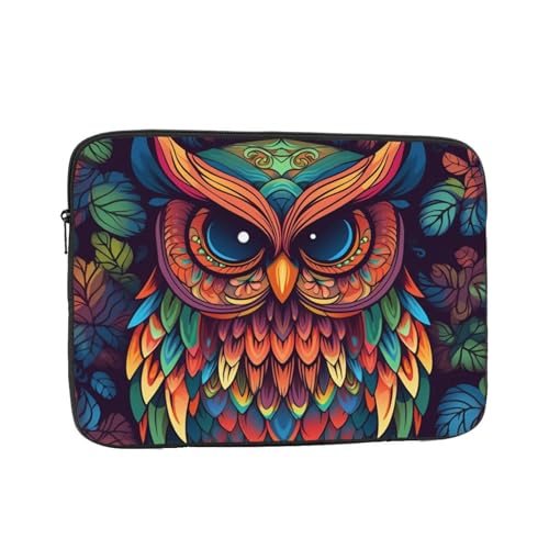 Color owl Pattern Laptop Case Sleeve 17 inch, Shockproof Protective Notebook Case Travel Laptop Bag