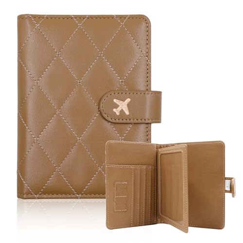 Image of Melsbrinna Rfid Passport Holder for Travel women /Men, Cute Passport Wallet Rfid Blocking Card Slots, Rfid Passport Cover /CaseTravel Wallet, Passport Book Holder (1, LG KHAKI)