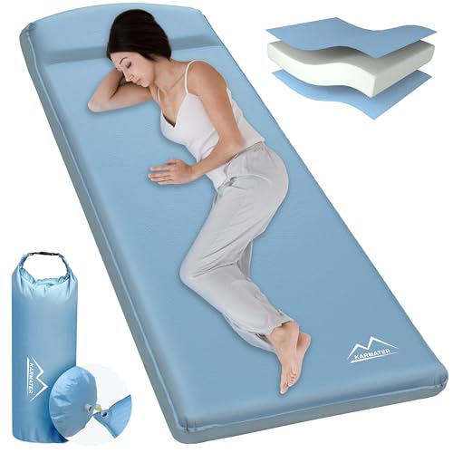 M KARMATER Self Inflating Camping Sleeping Pad - 3.1" Thick Foam Mattress Pad