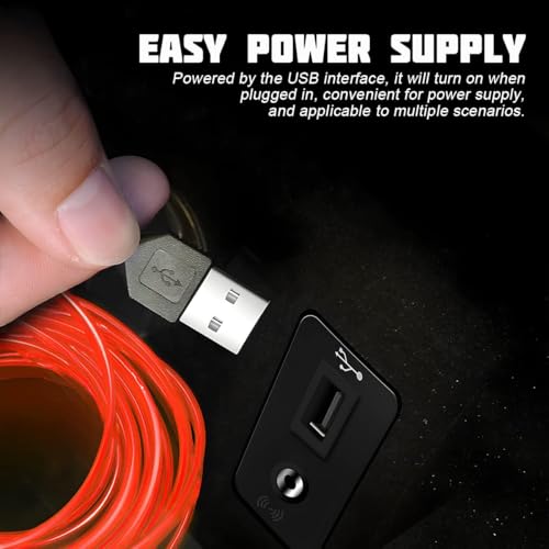 Dazeuris Auto LED Innenraumbeleuchtung Flexible Kaltlicht Streifen 5M Autos Zubehör Schneidbar 360° Ambientebeleuchtung mit USB Steckersteuerung Für Turning Deko Party Camping Atmosphäre (Rot)
