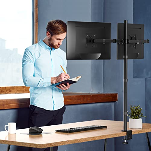 Image of WALI Dual Monitor Stand Desk Mount, 47.2 inch Tall Monitor Stand Fully Adjustable, Articulating Arm for 2 Monitors up to 27 inch, 22lbs (M002XXL), Black