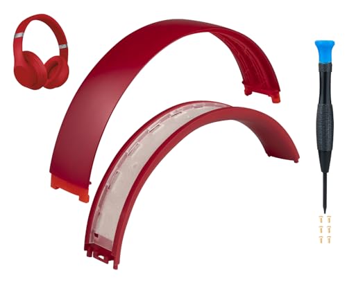 Image of SOULWIT Top+Bottom Headband Cover Kit for Beats Studio 3 & Studio 2 Wired & Wireless Headphones, Replacement Headstrap Pad Repair Part with Durable Silicone and Plastic - Studio3 Red