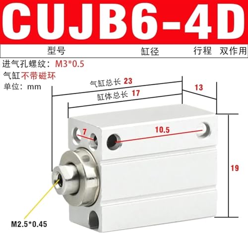 Vérin pneumatique CUJB6-20D à fixation directe pour outillage industriel - 3