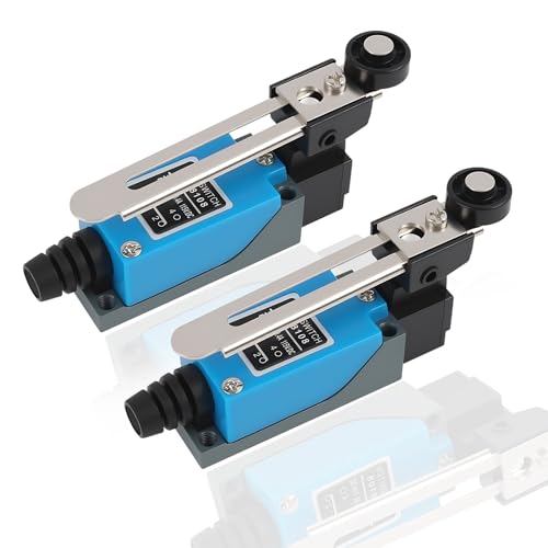 2 Piezas Interruptores de Límite ME-8108, Interruptor de Brazo Ajustable con Rodillo para CNC, Router, Aplicaciones Industriales, NC-NO, 250V AC 5A, 115V DC 0.4A