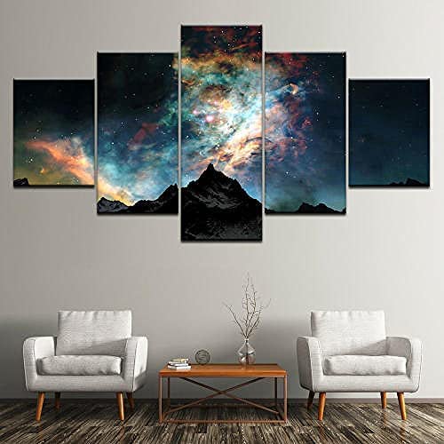 Peintures de toile galaxie 5 pièces 150x80cm prêtes à poser sur mur vide