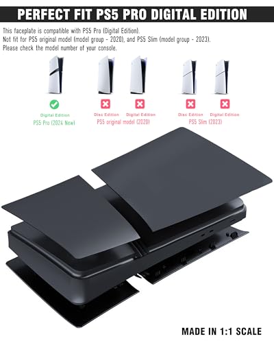 Joso Faceplate for PS-5 Pro Digital Edition, Anti-Scratch Dustproof Case Replacement, Cover Skin Fit for PS5 Pro Console (Digital Version), Plates for PS5 Accessories, Easy Installation - Black - Image 3
