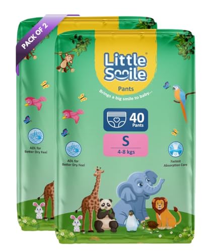 Image of Baby Diapers Pant Style | Size - S - 40 (Pack of 2) | Odorless and Antibacterial Layer with Urine Indicator (80 Pieces)