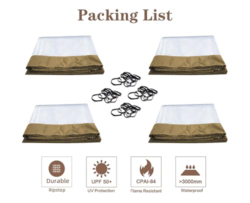 SCOCANOPY 10' x 12' Clear Window Gazebo Privacy Curtain Set for 10X12 Gazebo,(Beige) - Image 5