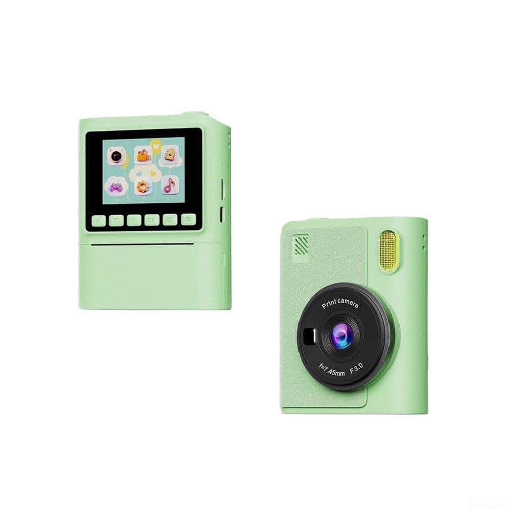 Fotocamera istantanea per bambini, 30 MP, stampa istantanea colorata (verde) | 30MP per risoluzione, stampa a colori istantanea, sicuro per i bambini, materiale ABS, colori assortiti