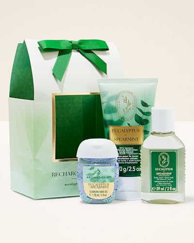 Image of Bath & Body Works Eucalyptus Spearmint Gift Set| Body Care sets - Bath Sets | For Men and Women | Kit for Birthday ,Anniversary & All Special Occasions | Premium Gift Packaging | Luxury Giftsets - Set of 3