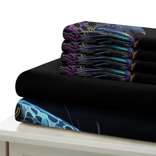 Parure de lit imprimée jaguar néon en microfibre douce premium 135x200 - 7