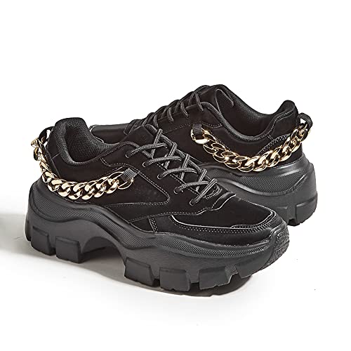 Image of LUCKY STEP Women Chunky Platform Dad Colorblock Casual Lace-Up Walking Sneakers