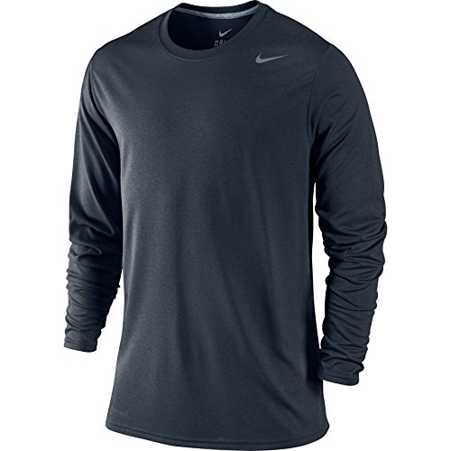 Nike Men's Legend Dri-FIT Poly L/S Crew Top, Dark Obsidian/Carbon Heather/Blue Graphite, MD