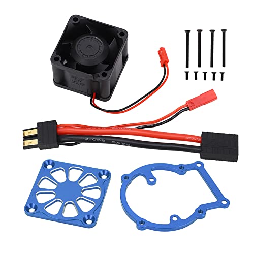 RC Motor Heatsink Fan 21000 RPM Aluminum Alloy Cooling Fan with Circuit Breaker for 1/8 4WD Sledge (Blue)